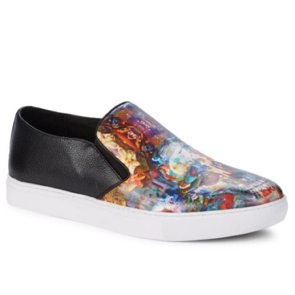 ROBERT GRAHAM New Size 10 Happy Arts Slip-On Leather Sneakers Abstract Design - Picture 3 of 6